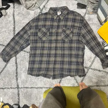 Dickies 4XL 체크 무늬 긴팔 셔츠