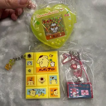 산리오 3종 묶음 판매 타일씰풍 거울, 데님 펜 파우치풍 스트랩