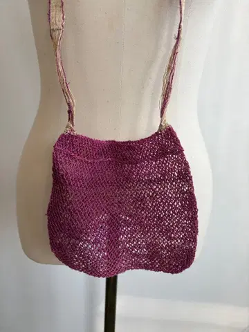 라오스 소수 민족 수제 칡 섬유 메쉬 백 칡 백