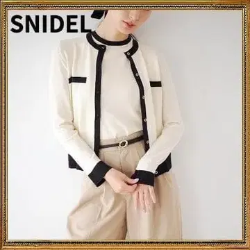 SNIDEL 스나이델 바이컬러 니트 앙상블 아이보리 블랙