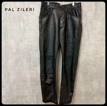 PAL ZILERI 가죽 팬츠 블랙 이탈리아제 천연 가죽