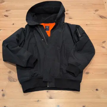 GAP 블랙 후드 부착 점퍼 L