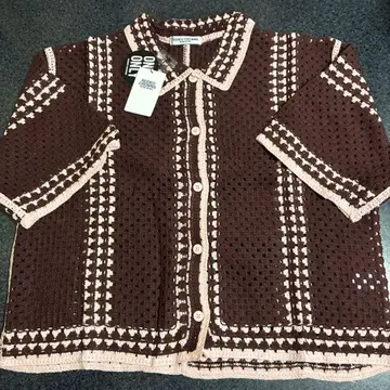 RODEO CROWNS 시스루 니트 카라 반팔 가디건