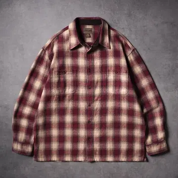 ST. JOHN'S BAY 옴브레 헤비 플란넬 셔츠 레드 x 베이지