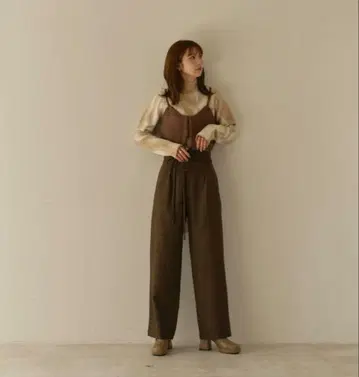 Eaphi waist cord tuck pants - brown 2