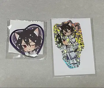 앙스타 난자타운 콜라보 사쿠마 레이 캔뱃지 스티커 하트 2점 1