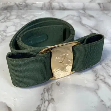 Salvatore Ferragamo 바라 리본 벨트 그린
