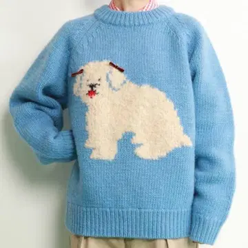 CHILD WOMAN 모후모후DOG 인터샤 크루넥 풀오버 파랑