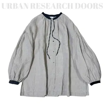 URBAN RESEARCH DOORS 바이컬러 린넨 블라우스 M