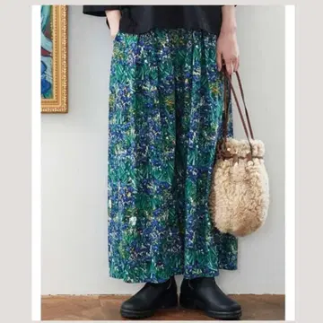 [ 써니클라우드 ] 고흐 아이리스 명화 시리즈 와이드 팬츠 꽃무늬 그린