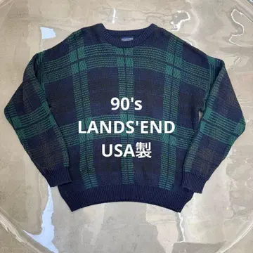 90s LANDS'END 블랙워치 코튼 니트 USA제 구제 의류