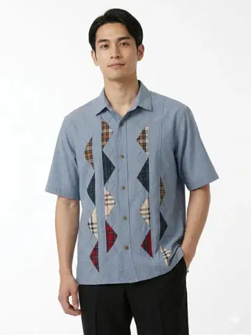 [ 미사용품 ] COMME CA COMMUNE 반팔 오픈 카라 셔츠