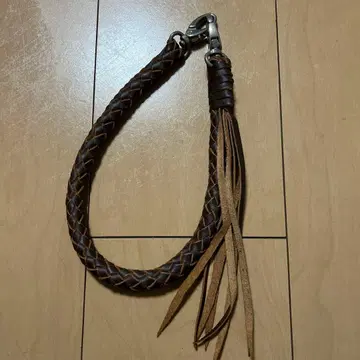 브라운 뜨개질 가죽 지갑 체인