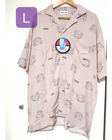 야돈 L 패턴 셔츠 오픈 카라 셔츠 레이온 반팔 올 패턴 포켓몬