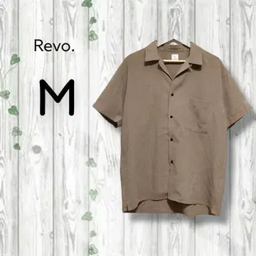 레보 revo. 반팔 셔츠 오픈 카라 포켓 루즈핏 무지 모카