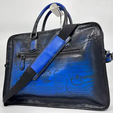 [미사용품] 2way 기무라 공방 비즈니스 가죽 가방 블랙 블루