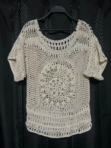 모리걸 페어리 그런지 반팔 레이스 니트 비쥬