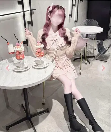 빅 리본 샤기 앙상블 상의 허니 뮤우 HONEYMEW