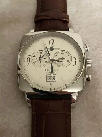 작동 ZEPPELIN 크로노 일본 미발표 모델 배터리, 가죽 벨트 새상품