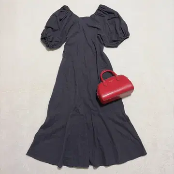 아프레트로 퍼프 슬리브 린넨 코튼 머메이드 원피스 Y2K 내추럴F