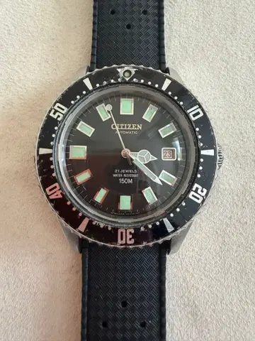 시티즌 챌린지 다이버 후지츠보 CITIZEN 150M 방수 블랙 다이얼