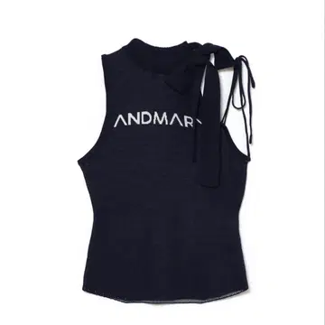 andmary 메리 로고 리본 탱크 네이비