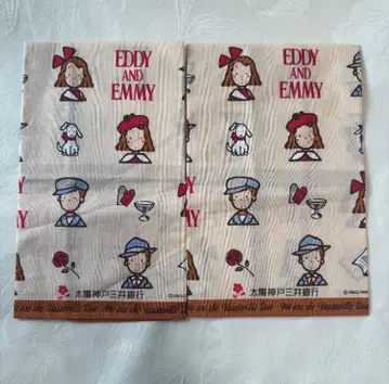 쇼와 레트로 산리오 더 보드빌 듀오 1983 태양 고베 은행 손수건 2장