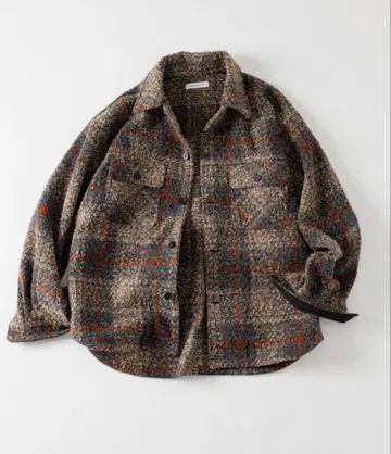 FREAK'S STORE 폴리 트위드 CPO 체크 셔츠 자켓