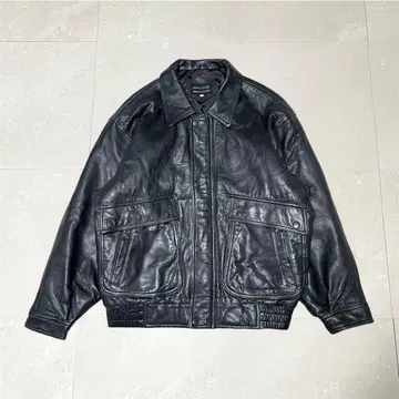 빈티지 레더 봄버 재킷 블랙