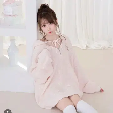 로제 뮤즈 오버 사이즈 하프 집 후디