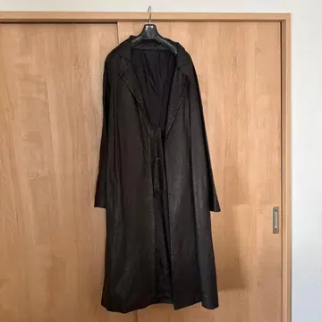 블랙 롱 코트 전체 가죽 MUL