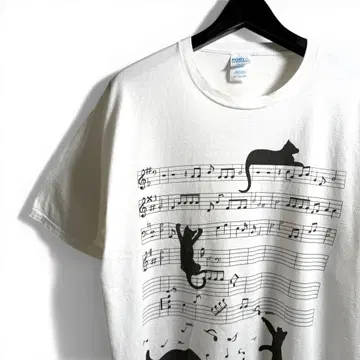 구제 의류 고양이 음표 애니멀 티셔츠 XL G12
