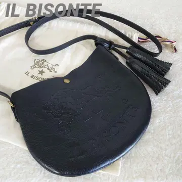 새상품급 IL BISONTE 블랙 가죽 숄더백 태슬 포함