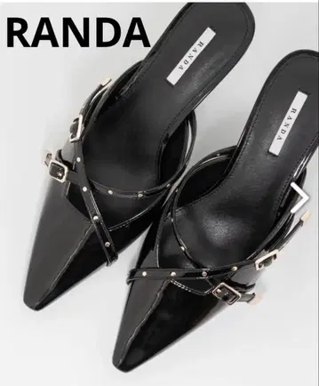 란다 뮬 펌프스 에나멜 블랙