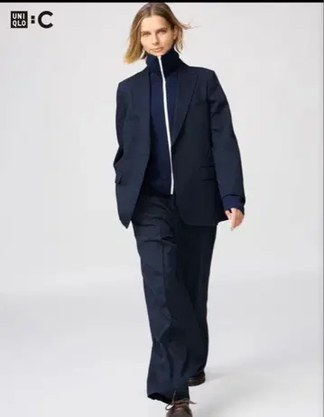 새상품 UNIQLO C 이지 와이드 팬츠 네이비 L 2026 봄/여름