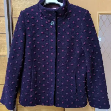 폼폼 무늬 다크 퍼플 자켓