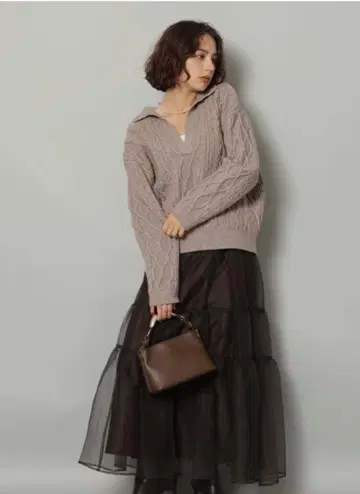 Arpege story 오간자 캉캉 스커트 브라운