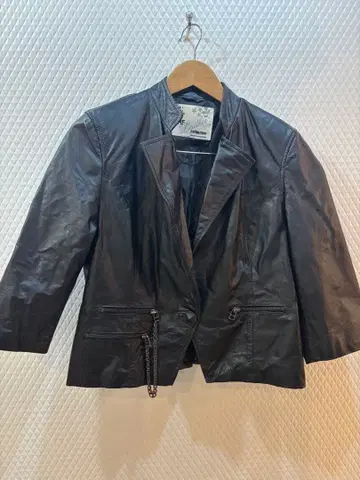 TRF 가죽 숏 자켓 블랙 3/4 소매