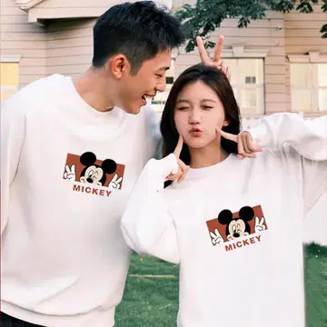 미사용 새상품 미키마우스 프린트 맨투맨 속기모 (플리스 안감) C339