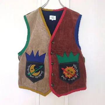 까스텔바작 디자인 베스트 코듀로이 달과 태양 빈티지 90s