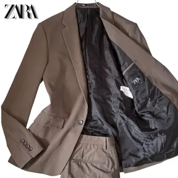 ZARA 셋업 수트 스트레치 슬림핏 카키 48 L