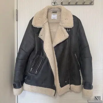 Bershka 양가죽 무스탕 코트 그레이