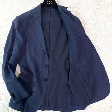 컨디션 최상/린넨 빔즈 F 테일러드 자켓 데님 인디고 블루