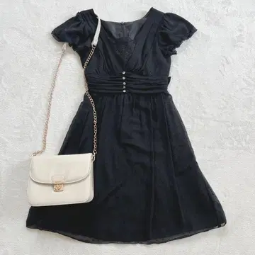 리브 도트 쉬폰 미니 원피스 드레스 한국 Y2K 라운지 9AR