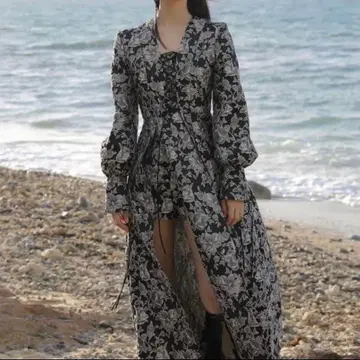 flower jacquard long dress/melt the lady