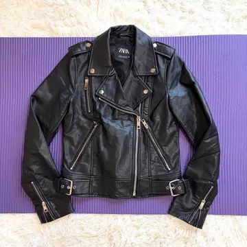 새상품급 ZARA 페이크 레더 자켓 라이더 블랙 XS