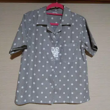 반슈 직조 반팔 오픈 카라 셔츠