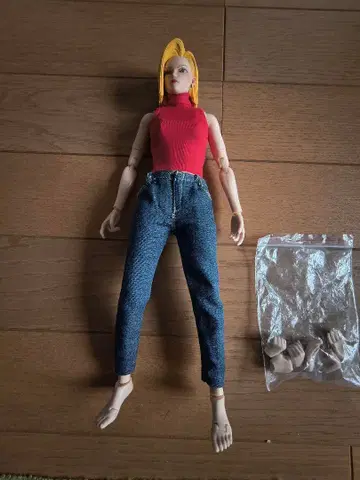 피규어 빨간색 터틀넥 데님 팬츠 (바디 포함)