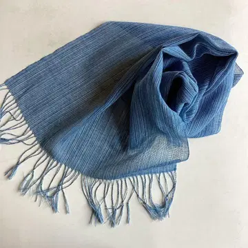 스톨(남녀 공용) 목화 (A1) / 수제 직조 네이비 나염 카스리