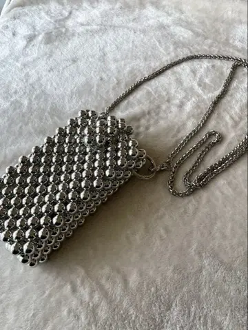 한국 스타일 실버 메탈릭 비즈 숄더백 스마트폰 숄더